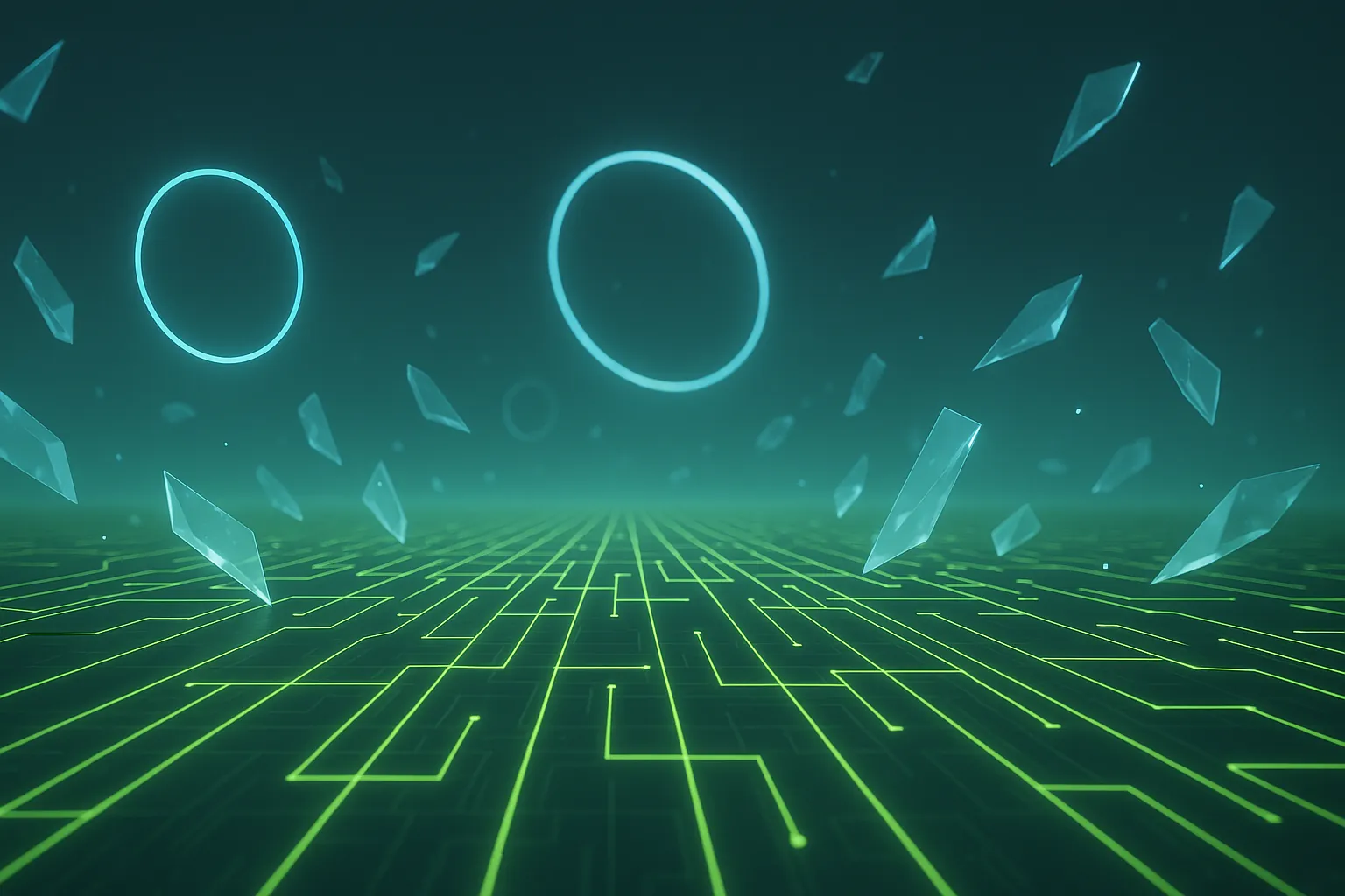 Glowing circuit grid horizon